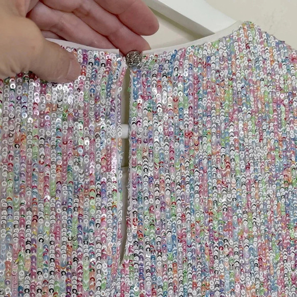 CeCe Allover Sequin Short Sleeve Top - Picture 7 of 10